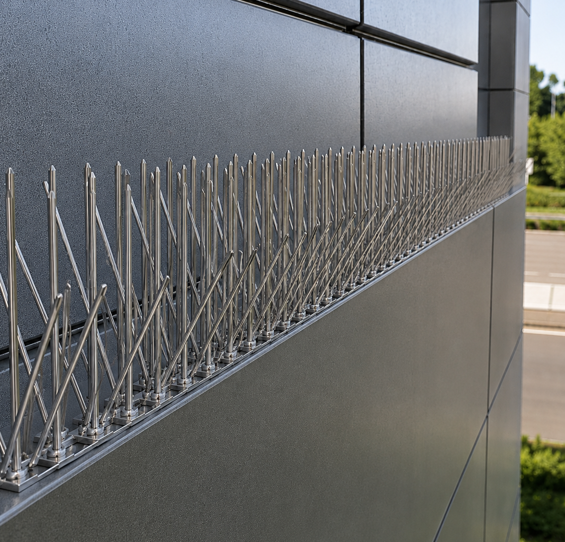 Bird Spikes on a Ledge Bird Spikes installed on ledge